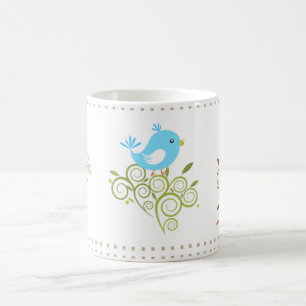 3 oiseaux heureux dans la tasse de saisons