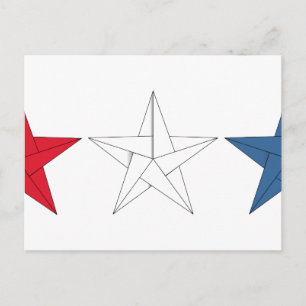 3 Oorsprongssterren - Rood, wit en blauw Briefkaart