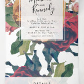 3 op 1 Antiek Rozen  Bohemen bruiloft Drieluik Aankondiging (Binnenkant midden)