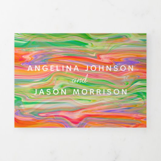 3 op 1 Oranje bruiloft Drieluik Uitnodiging (Cover)