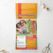 3 op 1 Oranje bruiloft Drieluik Uitnodiging (Binnen)