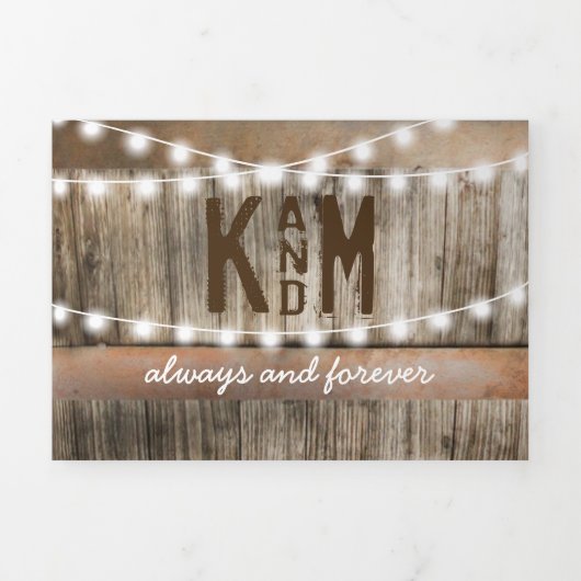 3 op 1 Rustic Baby's Breath Wedding Drieluik Uitnodiging (Cover)