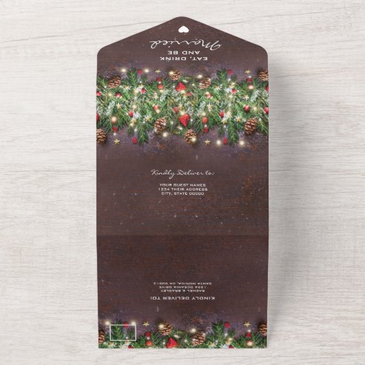 3 op 1 Rustige kerstwinter All In One Uitnodiging (Buitenkant)