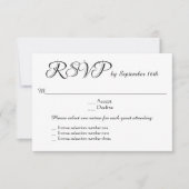 3 Options de menu Entree Mariage RSVP Réponse Répo (Devant)