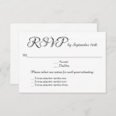 3 Options de menu Entree Mariage RSVP Réponse Répo (Devant / Derrière)