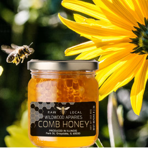 3 oz Honing Jar Label Queen Bee Comb Honing