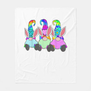 3 paashippie gnomes tie dye Spring Bunny Ears R Fleece Deken
