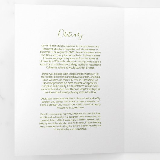 3 Page Ordre des funérailles | Programme commémora (Intérieur en premier)