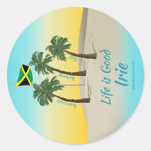 3 Palm Trees Jamaica Relax-Recharge-Rejuvenate Ronde Sticker (Voorkant)