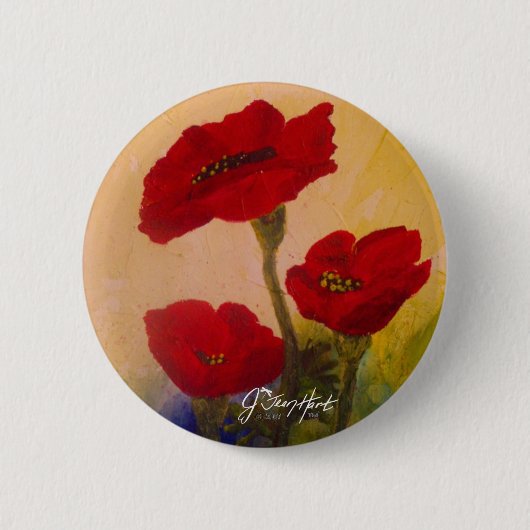 3 papavers ronde button 5,7 cm (Voorkant)