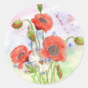 "3 papavers" ticker ronde sticker