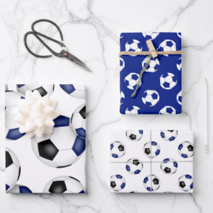 3 PC Coördinerende Blauwe Team Kleuren voetballen Inpakpapier Vel