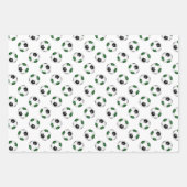 3 pc variëteit groen zwart team kleuren voetbal inpakpapier vel (Voorkant 3)