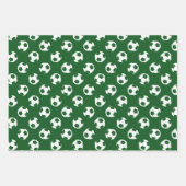 3 pc variëteit groen zwart team kleuren voetbal inpakpapier vel (Voorkant 2)
