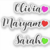 3 PC's - Naam met Hart Vinyl Decal Stickers (Voorkant)