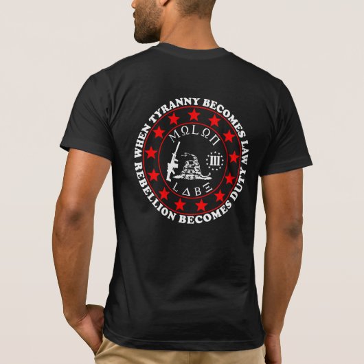 3-Percentre, Molon Labe, Serpent Gadsden, T-shirt (Dos)