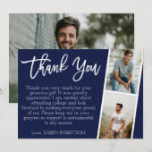 3 Photo (2+1) Carte de remerciements de graduation (Devant / Derrière)