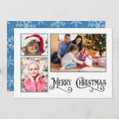 3 Photo/ 2 Coté "Joyeux Noël" Carte de vacances (Devant / Derrière)