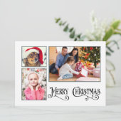 3 Photo/ 2 Coté "Joyeux Noël" Carte de vacances (Debout devant)