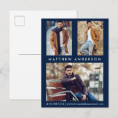 3 Photo Acteur Modèle Comp Carte postale Bleu (Devant / Derrière)