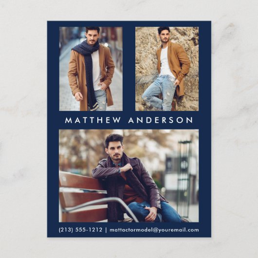 3 Photo Acteur Modèle Comp Carte postale Bleu (Devant)