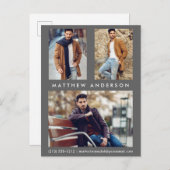 3 Photo Actor Model Comp Card Briefkaart grijs (Voorkant / Achterkant)