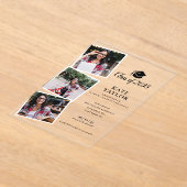 3 Photo Black And Gold Graduation Party Invitation (Poser)