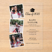 3 Photo Black And Gold Graduation Party Invitation (Recto)