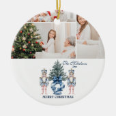 3 Photo Blue Chinoiserie Nutcracker Christmas Keramisch Ornament (Voorkant)