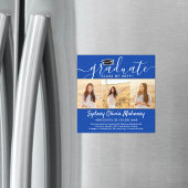 3 Photo Blue Magnetic Graduation Faire-part