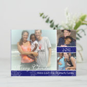 3 Photo Blue Snowflakes Carte de Noël (Debout devant)