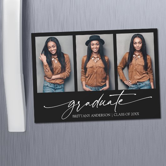 3 Photo Calligraphie Encre Graduation Magnet Card