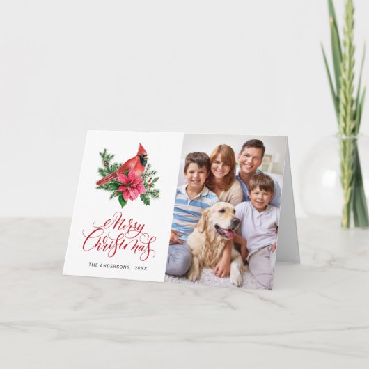 3 PHOTO Carte de Noël au Cardinal Rouge aquarelle (Devant)