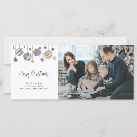 3 photo Carte de Noël avec ornements (Devant)