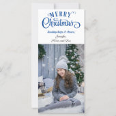 3 Photo Carte de Noël Bleu & Blanc Thème (Dos)