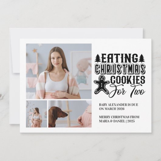 3 Photo Christmas Cookies for 2 Pregnancy Feestdagenkaart (Voorkant)