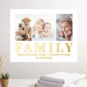 3 Photo Collage Family Keepsake Elegant Minimalist Folie Afdrukken