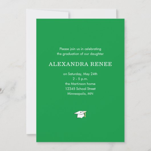 3 Photo Collage Green Graduation Party Invitation (Dos)