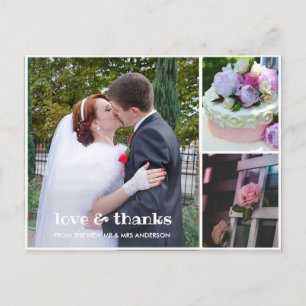 3 Photo Collage Mariage Merci carte postale