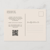 3-Photo Collage QR Code Beige Bewaar de datum Briefkaart (Achterkant)