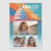 3 Photo Collage - USA 250 Capital Dome Amerika Magnetische Uitnodiging (Voorkant)