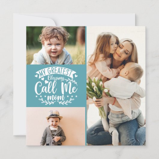 3 photo enfants collage maman gardien mère carte d (Devant)