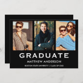 3 Photo Graduation Party Modern Invitation (Devant / Derrière)