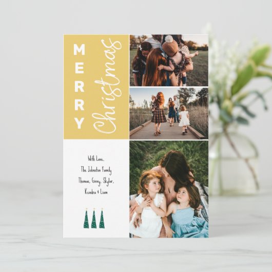 3 Photo Joyeuse Carte de Noël - Jaune (Debout devant)