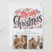 3 photo Joyeux Noël Botanique Carte de Noël (Devant)