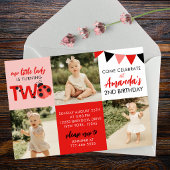 3 Photo Ladybug 2nd Birthday Invitation