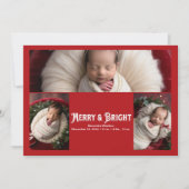 3 Photo Merry et Bright Faire-part de naissance (Devant)