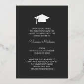 3 Photo Script moderne Black Gold Grad Faire-part (Verso)