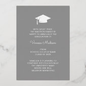 3 Photo Script moderne Blanc Gold Grad Faire-part (Verso)