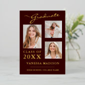 3 Photo Script moderne Bourgogne Grad Faire-part (Debout devant)